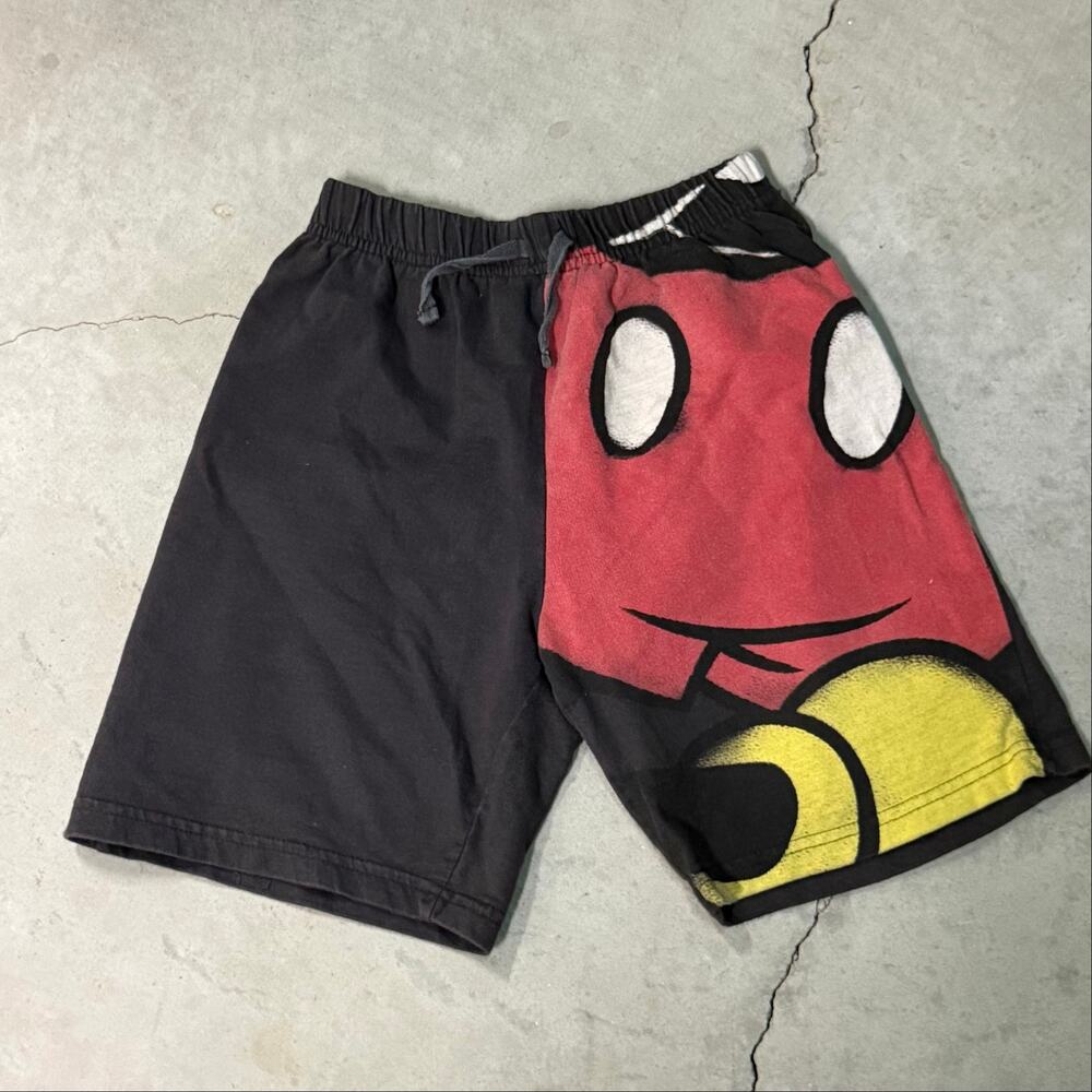 Disney Junior Mickey Mouse Face Print Black Shorts Cotton Boys Size 7/8